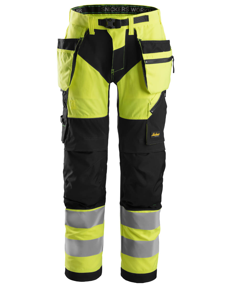 69326604 6932 flexiwork werkbroek met holsterzakken cl2 6604 high visibility yellow black 1